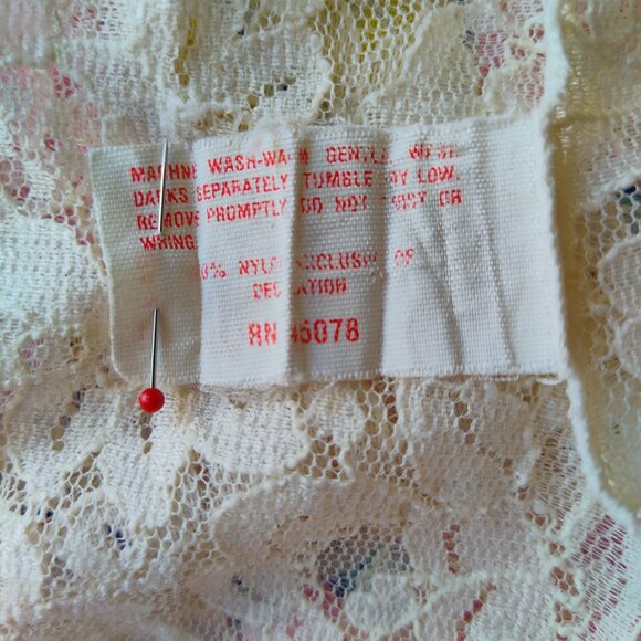 Vintage Intime California Floral Lace Open Front Coverup Lounge Nylon Top M - Picture 9 of 10